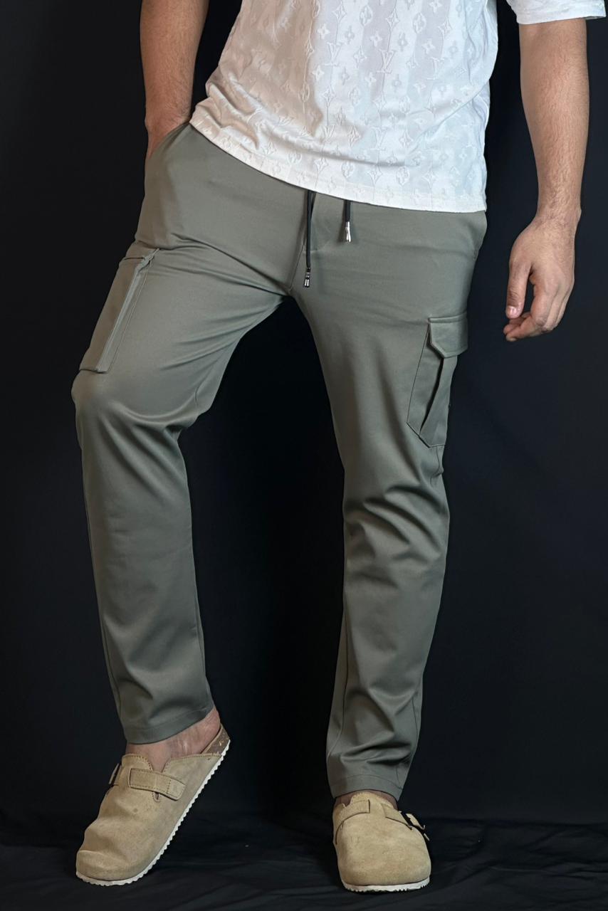 অলিভ কালার চায়না কার্গো জগার্স-ROCK